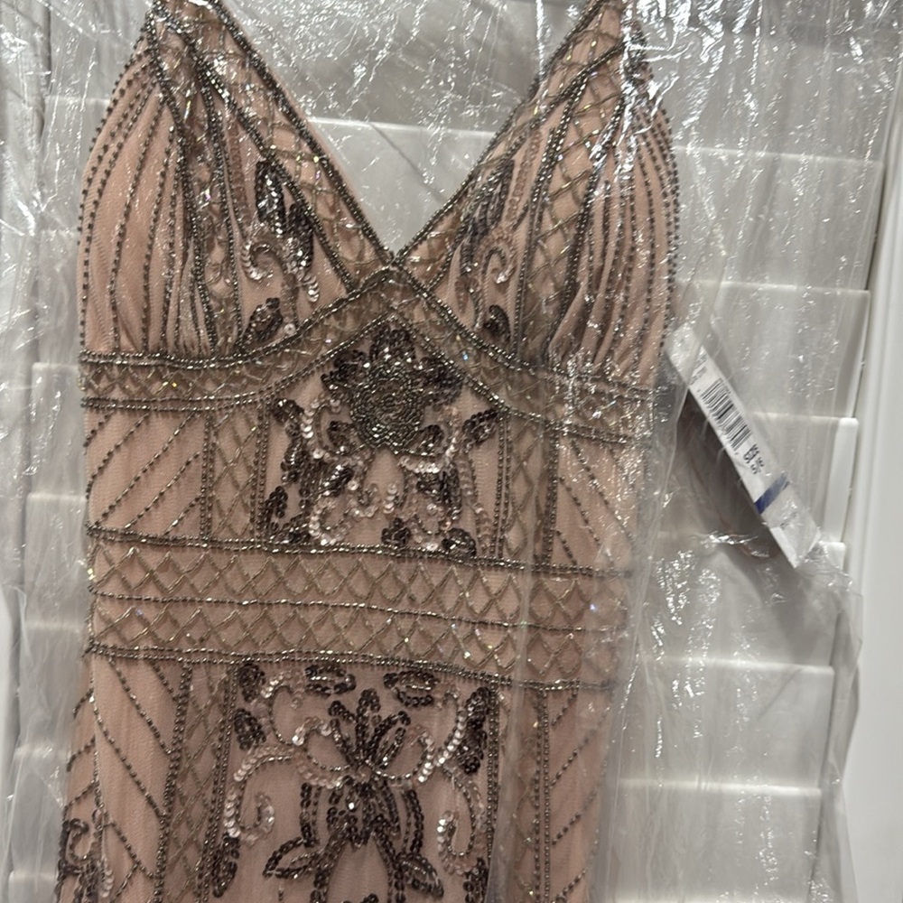 Jump Elegant Beaded Evening Gown – Size 5/6 (Color: Blush) - Picture 7 of 11